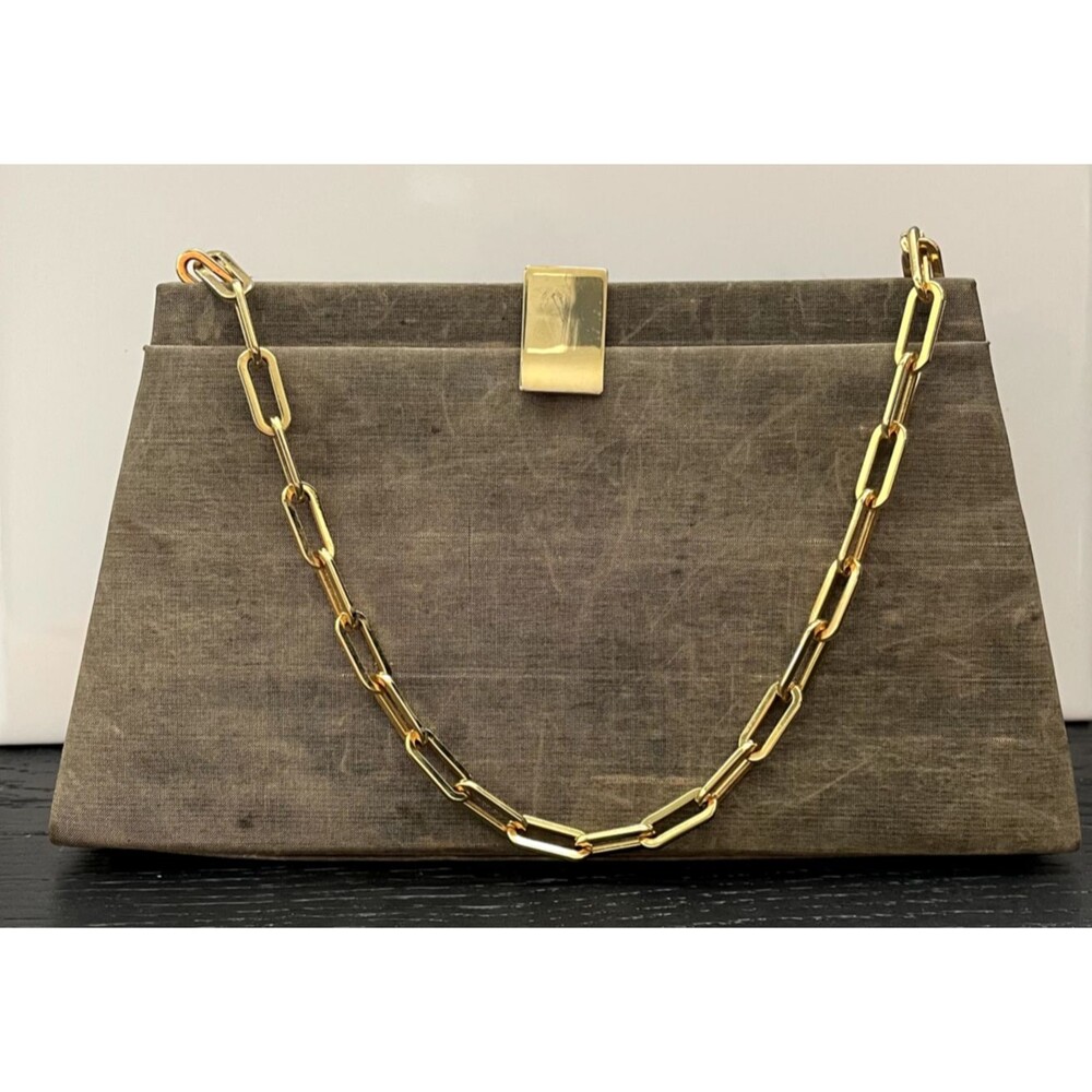 Taupe Gold Accents & Gold Color Single Chain Ann Taylor Small Handbags